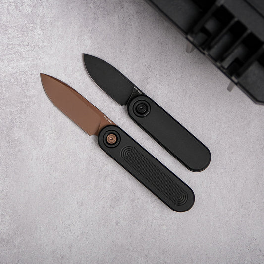 Vosteed Corgi V 295 A3708 - 2.95" S35VN Copper Dune Blade, Black Aluminium Handle