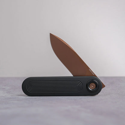 Vosteed Corgi V 295 A3708 - 2.95" S35VN Copper Dune Blade, Black Aluminium Handle