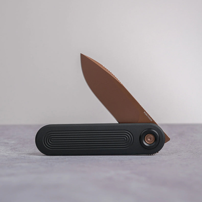 Vosteed Corgi V 295 A3708 - 2.95" S35VN Copper Dune Blade, Black Aluminium Handle