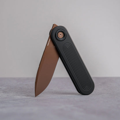 Vosteed Corgi V 295 A3708 - 2.95" S35VN Copper Dune Blade, Black Aluminium Handle