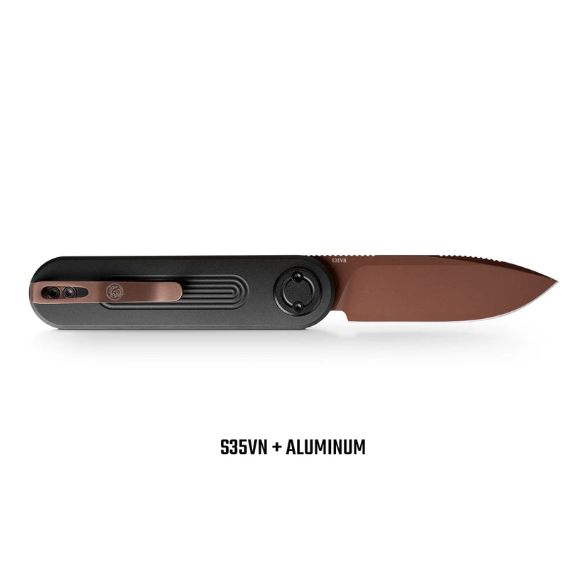 Vosteed Corgi V 295 A3708 - 2.95" S35VN Copper Dune Blade, Black Aluminium Handle