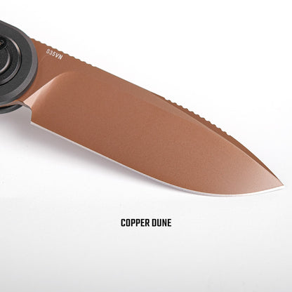 Vosteed Corgi V 295 A3708 - 2.95" S35VN Copper Dune Blade, Black Aluminium Handle
