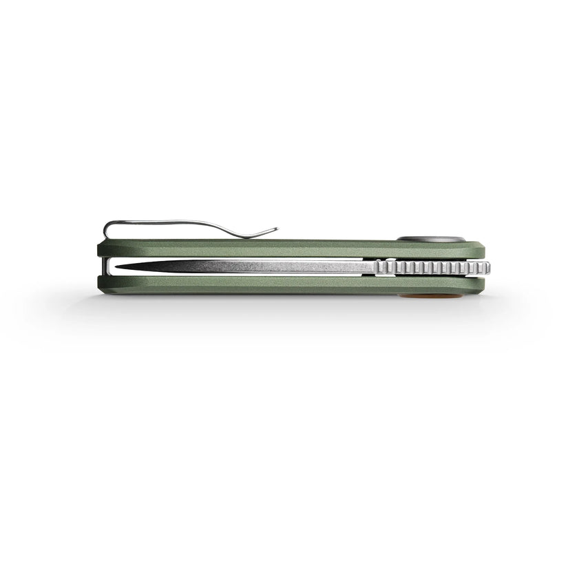 Vosteed Corgi V A3702 - 2.36" 14C28N Stonewashed Blade, Green Aluminium Handle