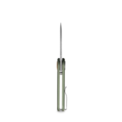 Vosteed Corgi V A3702 - 2.36" 14C28N Stonewashed Blade, Green Aluminium Handle