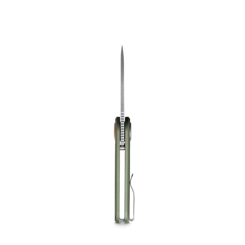 Vosteed Corgi V A3702 - 2.36" 14C28N Stonewashed Blade, Green Aluminium Handle