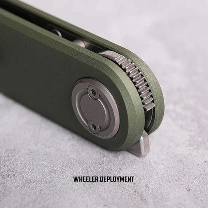 Vosteed Corgi V A3702 - 2.36" 14C28N Stonewashed Blade, Green Aluminium Handle