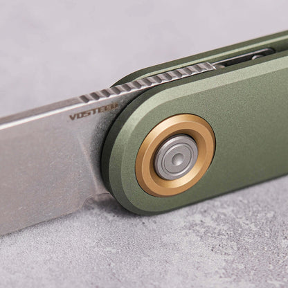 Vosteed Corgi V A3702 - 2.36" 14C28N Stonewashed Blade, Green Aluminium Handle