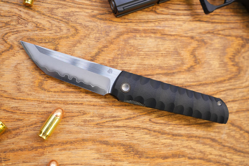 North Mountain Blade Kick Stop Chop Plus - 4" SLD-Magic Steel San Mai Tanto Blade, Black G10 Handle