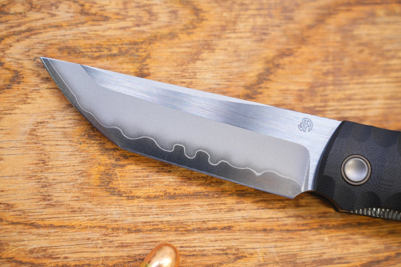 North Mountain Blade Kick Stop Chop Plus - 4" SLD-Magic Steel San Mai Tanto Blade, Black G10 Handle