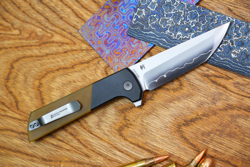 North Mountain Blade Chop 2 - 3.4" SLD-Magic Steel San Mai Tanto Blade, Aluminium/PEI Handle