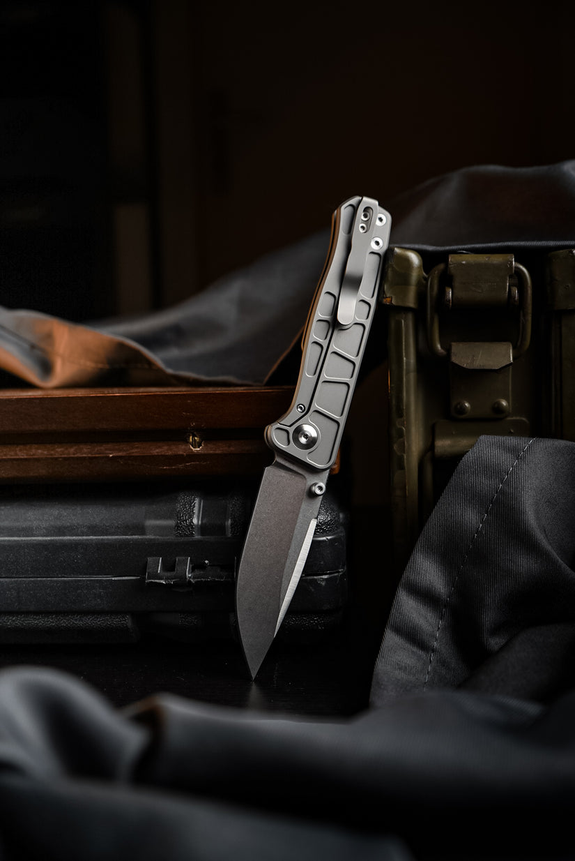 CornCraft Knives Neutron Star v2 - 3.3" CPM-S35VN Stonewashed Blade, Titanium Handle