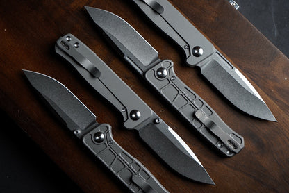 CornCraft Knives Neutron Star v2 - 3.3" CPM-S35VN Stonewashed Blade, Titanium Handle