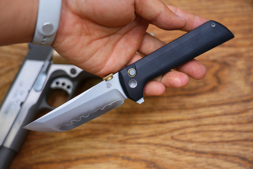 North Mountain Blade Chop 2 G10 Thumb Disk - 3.4" SLD-Magic Steel San Mai Tanto Blade, Black G10 Handle