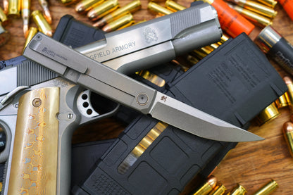 North Mountain Blade Kaiken - 3.5" M390 Tanto Blade, Titanium Handle