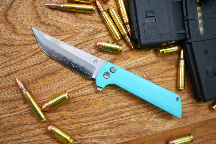 North Mountain Blade Chop 2 G10 - 3.4" SLD-Magic Steel San Mai Tanto Blade, Sky Blue G10 Handle