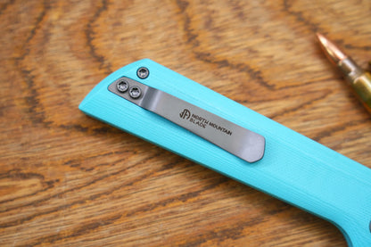 North Mountain Blade Chop 2 G10 - 3.4" SLD-Magic Steel San Mai Tanto Blade, Sky Blue G10 Handle