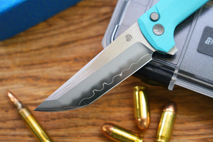 North Mountain Blade Chop 2 G10 - 3.4" SLD-Magic Steel San Mai Tanto Blade, Sky Blue G10 Handle