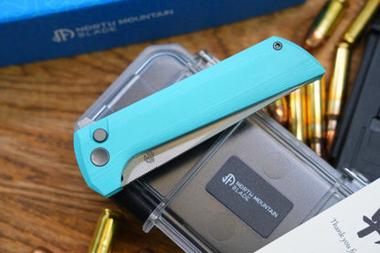 North Mountain Blade Chop 2 G10 - 3.4" SLD-Magic Steel San Mai Tanto Blade, Sky Blue G10 Handle