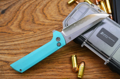 North Mountain Blade Chop 2 G10 - 3.4" SLD-Magic Steel San Mai Tanto Blade, Sky Blue G10 Handle