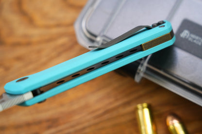 North Mountain Blade Chop 2 G10 - 3.4" SLD-Magic Steel San Mai Tanto Blade, Sky Blue G10 Handle