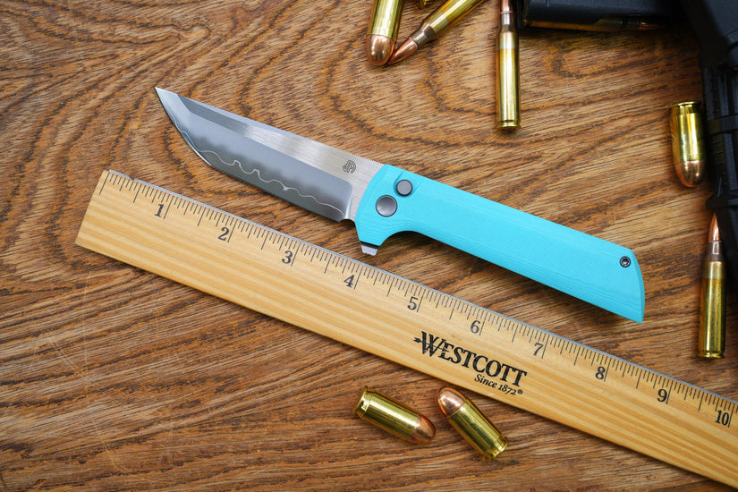 North Mountain Blade Chop 2 G10 - 3.4" SLD-Magic Steel San Mai Tanto Blade, Sky Blue G10 Handle