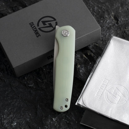 Olitans Stealth Walker G047-JW - 3" 14C28N Satin Blade, Jade G10 Handle