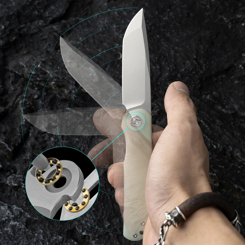 Olitans Stealth Walker G047-JW - 3" 14C28N Satin Blade, Jade G10 Handle