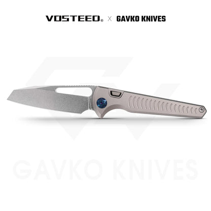 Vosteed Gavko Leopard A2501 - 3.38" M390 Stonewash Blade, Titanium Handle
