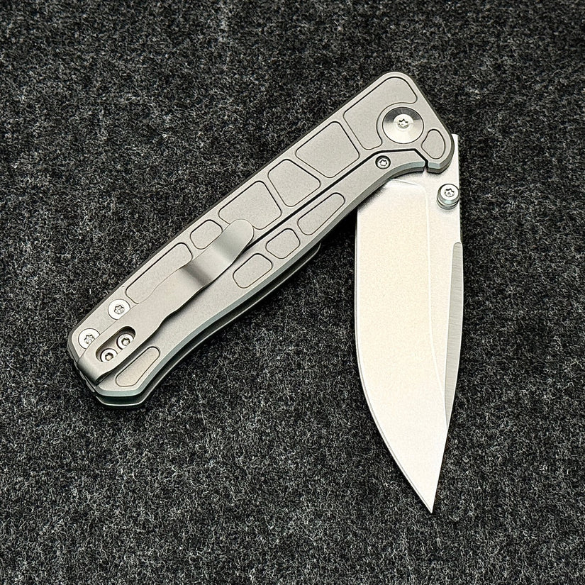 CornCraft Knives Neutron Star v2 - 3.3" CPM-S35VN Stonewashed Blade, Titanium Handle