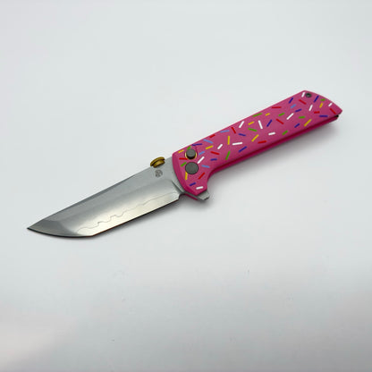 North Mountain Blade Chop 2 Donut Thumb Disk - 3.4" SLD-Magic Steel San Mai Tanto Blade, Donut G10 Handle