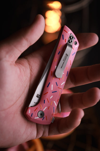 North Mountain Blade Chop 2 Doughnut - 3.4" SLD-Magic Steel San Mai Tanto Blade, Doughnut G10 Handle