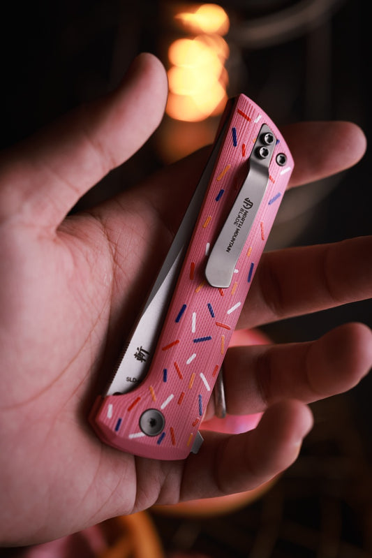 North Mountain Blade Chop 2 Doughnut - 3.4" SLD-Magic Steel San Mai Tanto Blade, Doughnut G10 Handle