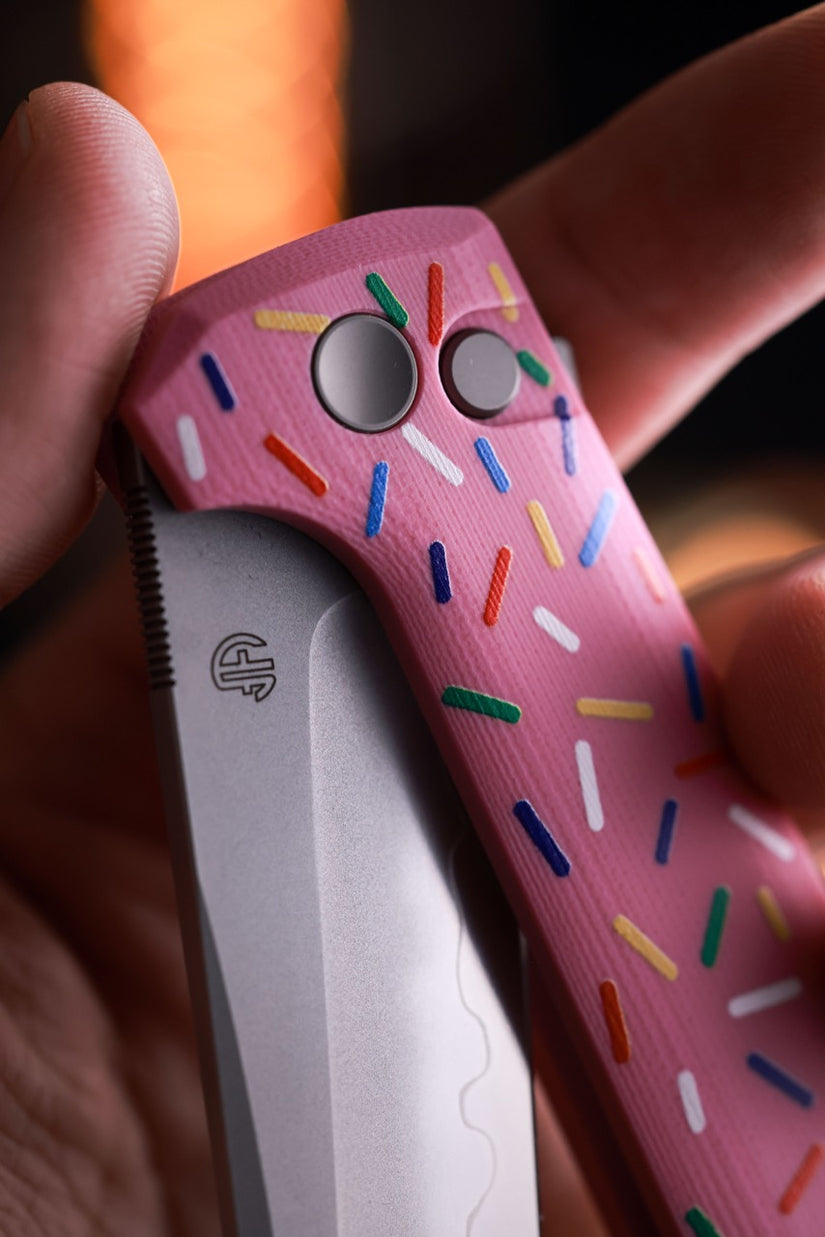 North Mountain Blade Chop 2 Doughnut - 3.4" SLD-Magic Steel San Mai Tanto Blade, Doughnut G10 Handle
