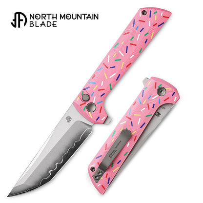 North Mountain Blade Chop 2 Doughnut - 3.4" SLD-Magic Steel San Mai Tanto Blade, Doughnut G10 Handle
