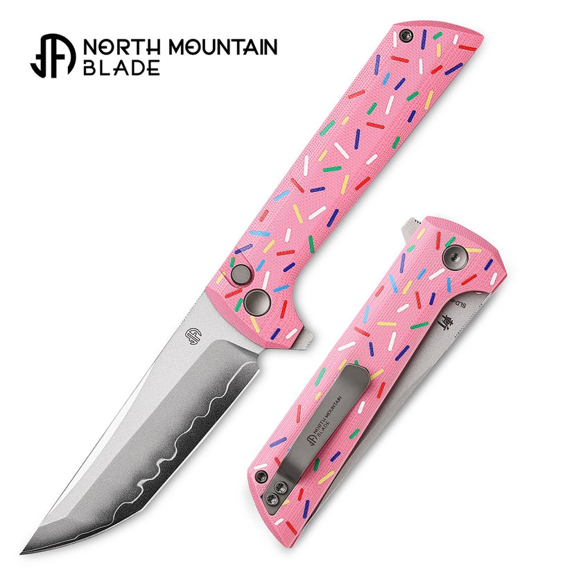 North Mountain Blade Chop 2 Doughnut - 3.4" SLD-Magic Steel San Mai Tanto Blade, Doughnut G10 Handle