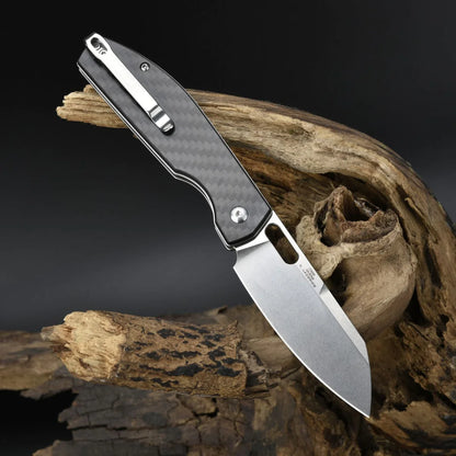 CJRB Ekko Carbon Fibre - 3.23" AR-RPM9 Stonewash Wharncliffe Blade, Carbon Fibre Handles - J1929BCF
