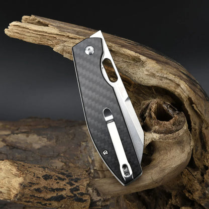 CJRB Ekko Carbon Fibre - 3.23" AR-RPM9 Stonewash Wharncliffe Blade, Carbon Fibre Handles - J1929BCF