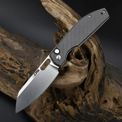 CJRB Ekko Carbon Fibre - 3.23" AR-RPM9 Stonewash Wharncliffe Blade, Carbon Fibre Handles - J1929BCF