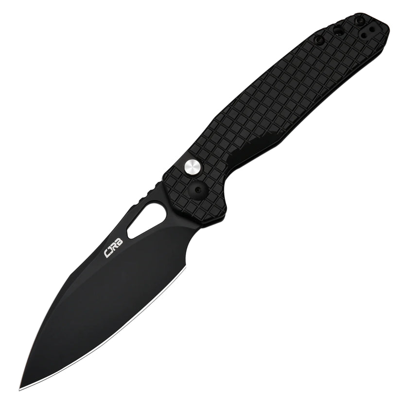 CJRB Frack Frag - 3.9" AR-RPM9 Black Drop Point Blade, Black Frag Steel Handles - J1931BFST