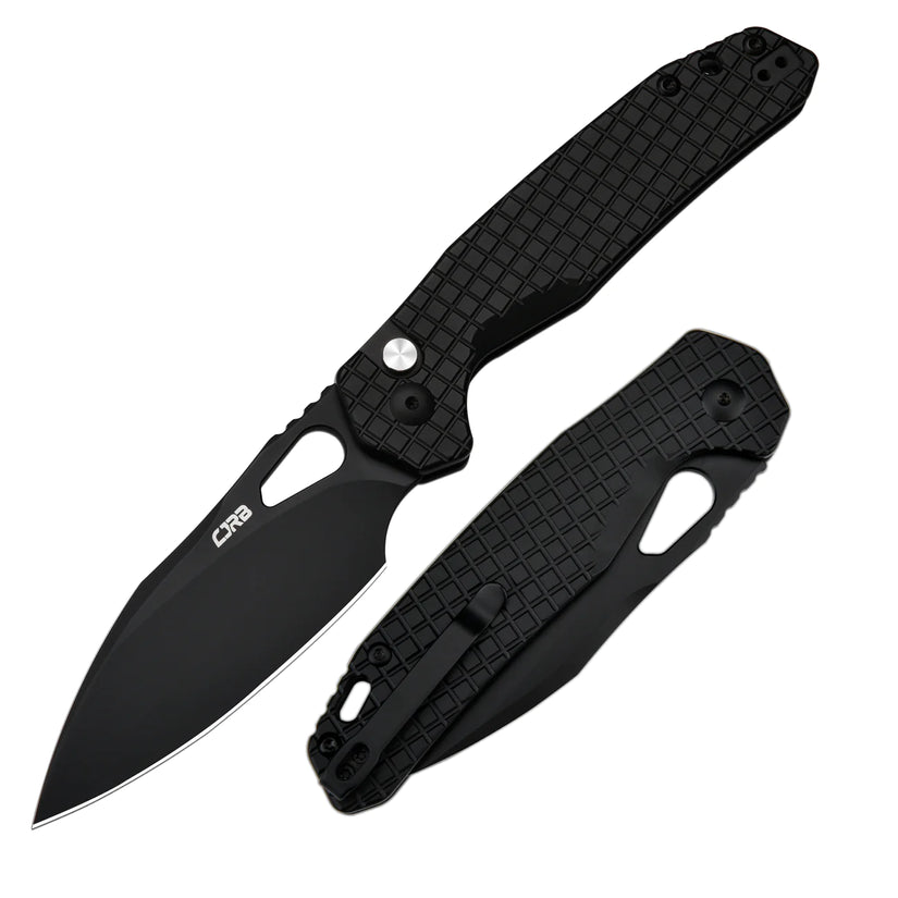 CJRB Frack Frag - 3.9" AR-RPM9 Black Drop Point Blade, Black Frag Steel Handles - J1931BFST