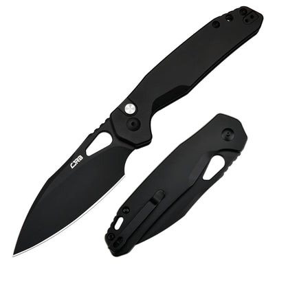 CJRB Frack - 3.9" AR-RPM9 Black Drop Point Blade, Black Steel Handles - J1931BST