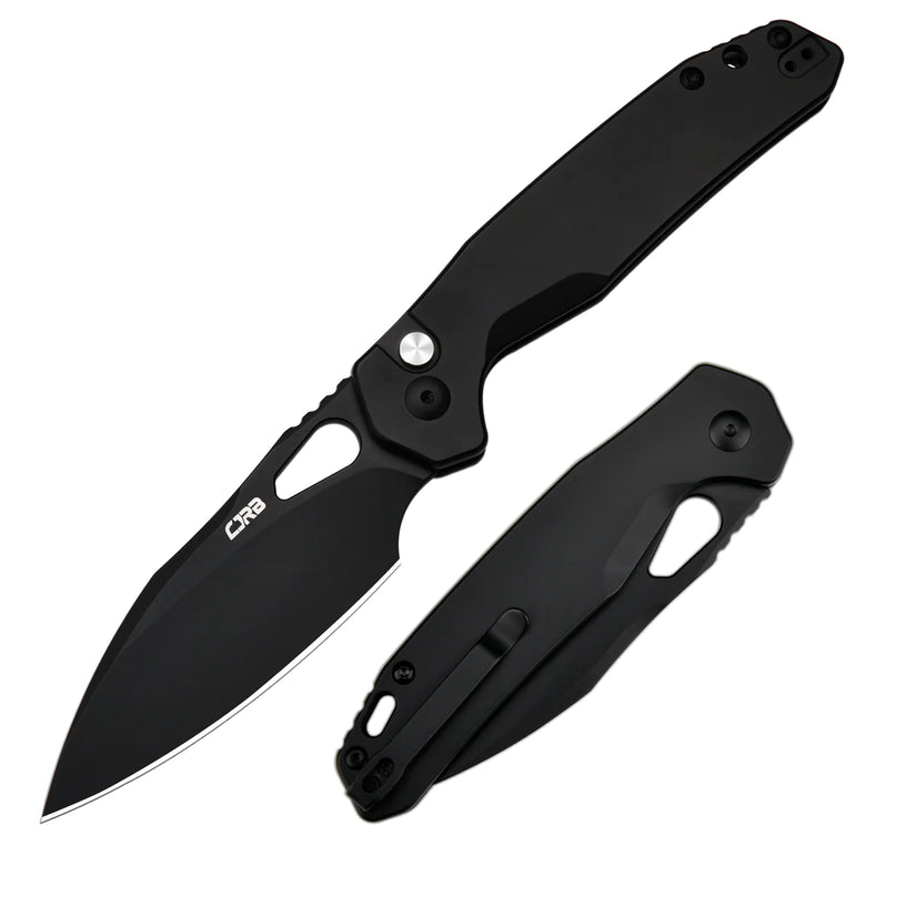 CJRB Frack - 3.9" AR-RPM9 Black Drop Point Blade, Black Steel Handles - J1931BST