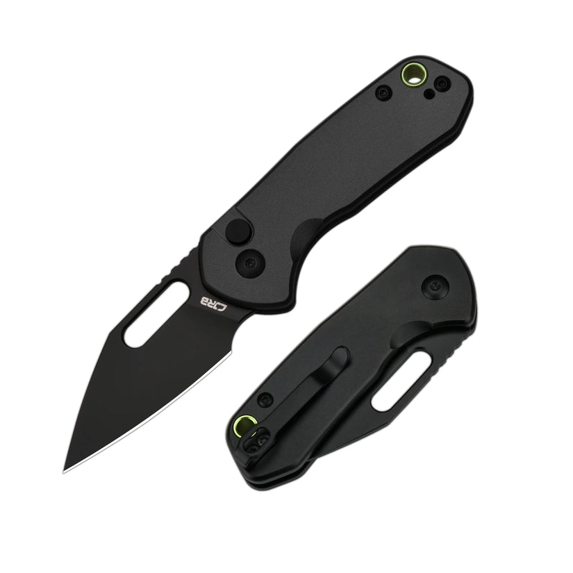 CJRB Mini Pyrite Wharncliffe Black - 2.17" AR-RPM9 Black PVD Wharncliffe Blade, Black Aluminium Handles - J1933BBK