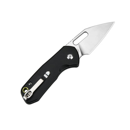 CJRB Mini Pyrite Wharncliffe - 2.17" AR-RPM9 Sandblasted Wharncliffe Blade, Black Aluminium Handles - J1933BK