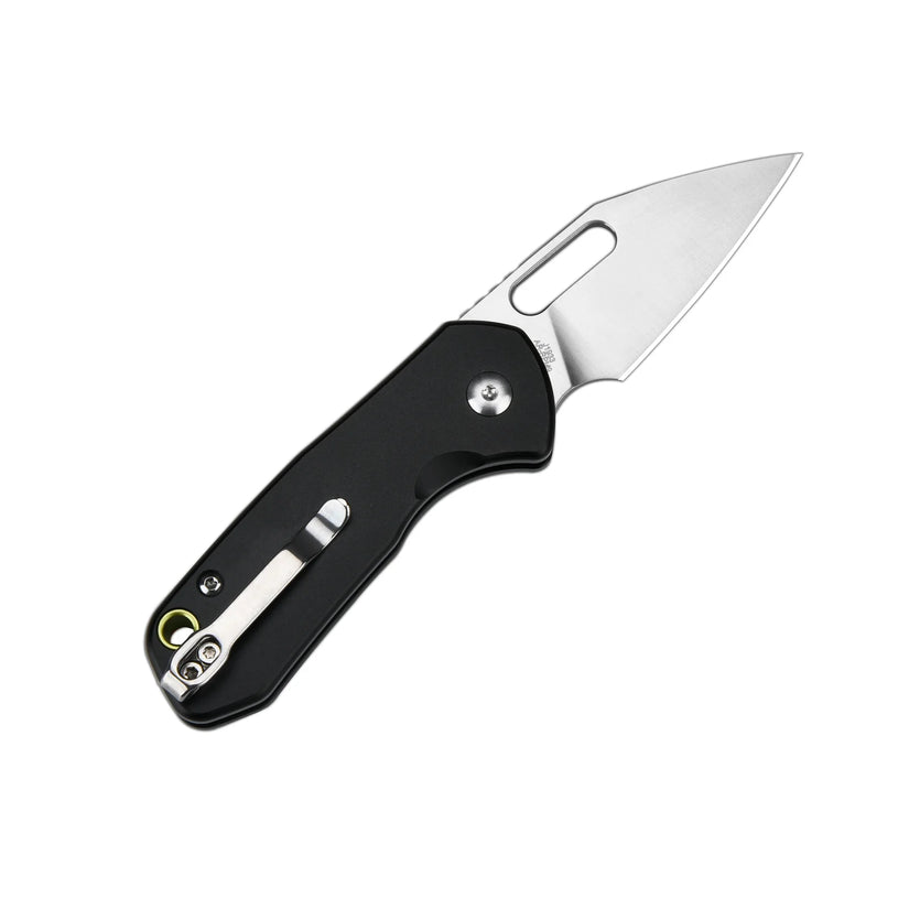 CJRB Mini Pyrite Wharncliffe - 2.17" AR-RPM9 Sandblasted Wharncliffe Blade, Black Aluminium Handles - J1933BK