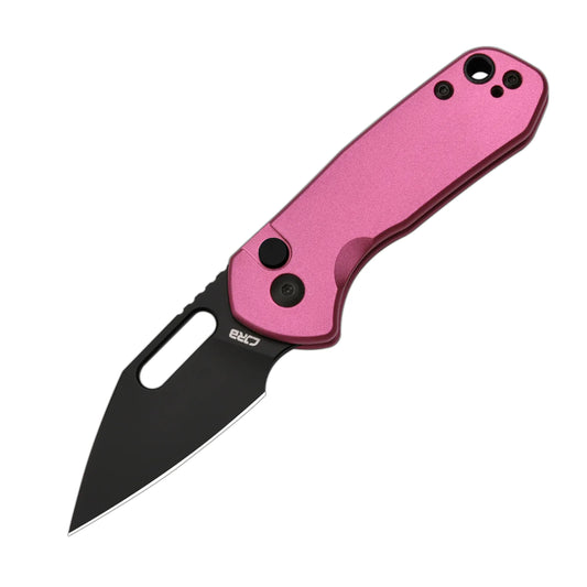 CJRB Mini Pyrite Wharncliffe Black - 2.17" AR-RPM9 Black PVD Wharncliffe Blade, Pink Aluminium Handles - J1933BPK