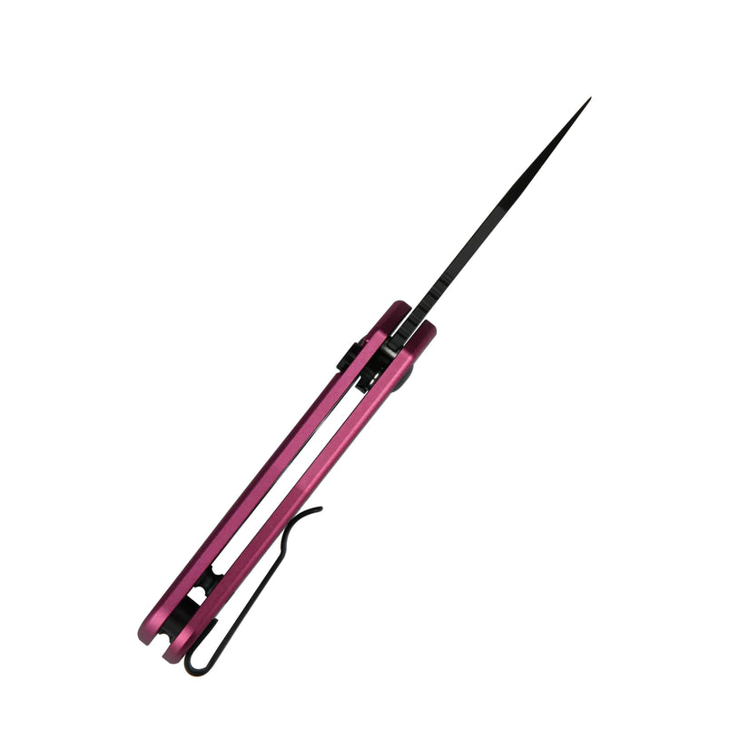 CJRB Mini Pyrite Wharncliffe Black - 2.17" AR-RPM9 Black PVD Wharncliffe Blade, Pink Aluminium Handles - J1933BPK