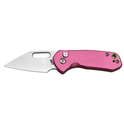CJRB Mini Pyrite Wharncliffe - 2.17" AR-RPM9 Sandblasted Wharncliffe Blade, Pink Aluminium Handles - J1933PK