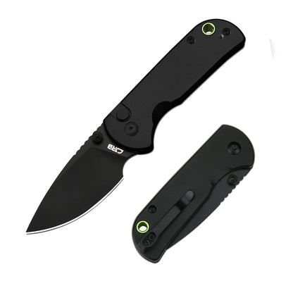 CJRB Mica Black - 2.36" AR-RPM9 Black PVD Drop Point Blade, Black Aluminium Handles - J1934BBK