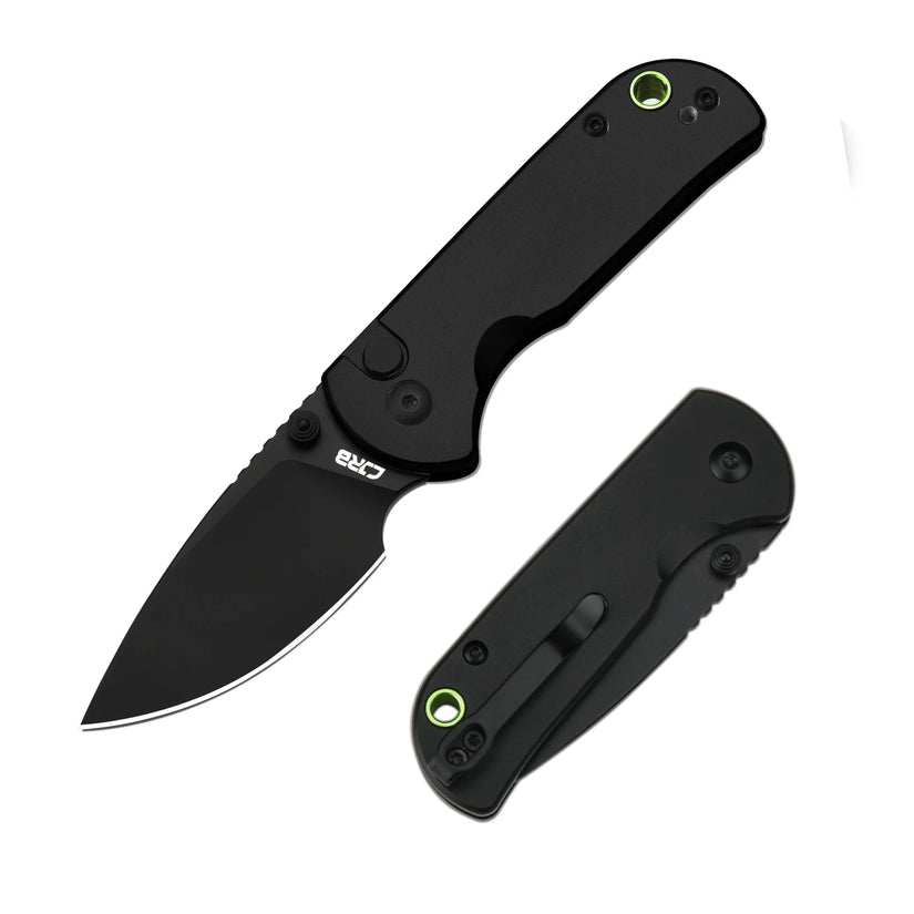 CJRB Mica Black - 2.36" AR-RPM9 Black PVD Drop Point Blade, Black Aluminium Handles - J1934BBK